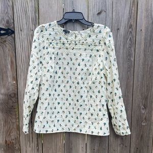TALBOTS Floral Long Sleeve Top size Large